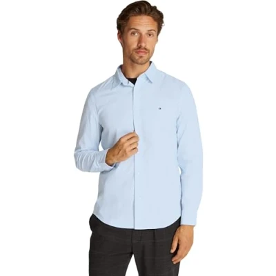 Abbildung von Tommy Hilfiger Herren Hemd Flex Poplin Kent Collar Businesshemd, Blau (Sweet Blue), S
