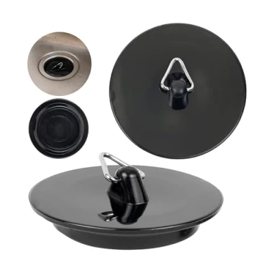 Abbildung von Universal Stöpsel, 2 Stück, in Schwarz, Ø 43 auf 39 mm Oberseite Unterseite, PVC Ablauf Stopfen für 1 1/2&quot; Zoll Ventilabfluss, 51 Blende, Spülbecken Ventilstopfen, Ablaufstöpsel Duschwanne