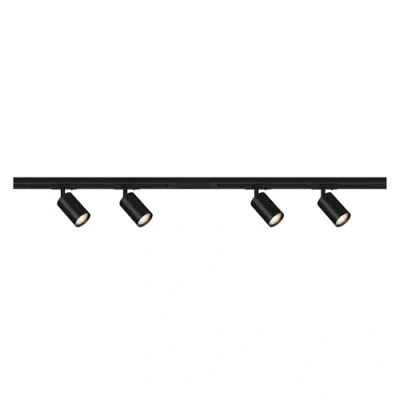 Abbildung von BRILONER Schienensystem Rail Starterset, 4x GU10 Spots schwenkbar, erweiterbar, Lichtschienensystem Decke, Strahler Schiene, Deckenlampe, Deckenleuchte, Spotlight, 1,5 m, Schwarz