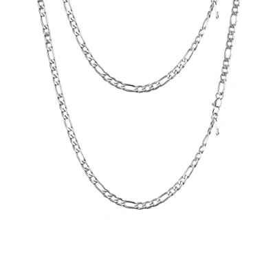 Abbildung von PROSTEEL Herren Figarokette 6mm breit Edelstahl glänzend Halskette 1+3 Gliederkette 55cm/22 Kettelänge Accessoire für Männer Jungen Geburtstag Vatertag