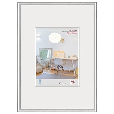 Abbildung von walther design Bilderrahmen silber 60 x 90 cm mit Kunstglas, New Lifestyle Kunststoffrahmen KVX090S