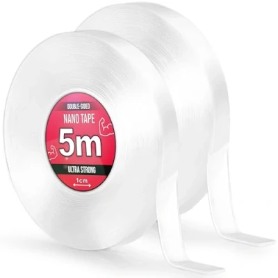 Abbildung von Nano Tape 2 x 5 m Doppelseitiges Klebeband 10 Extra Stark, für Zuhause, Wand, Büro, Bubbles Art Transparent Nanoband doppelseitig durchsichtiges zweiseitiges