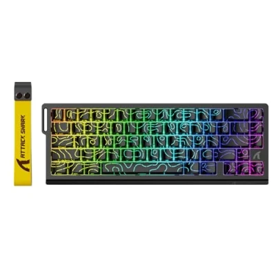 Abbildung von ATTACK SHARK X68 HE 8000Hz Rapid Trigger Tastatur, 0,01mm RT Genauigkeit, Kabelgebundene RGB 60% Gaming Tastatur mit Magnetic Switches, Einstellbare Betätigung, Snap Tap, für PC/Mac, Schwarz Konturen