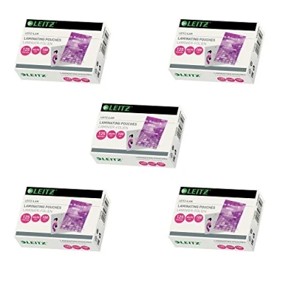 Abbildung von Leitz Heißlaminierfolien, Glänzend, transparent, 60 x 90 mm Folienstärke 125 mic, 100er Pack, 73690002 (500er Pack Heißlaminierfolien)