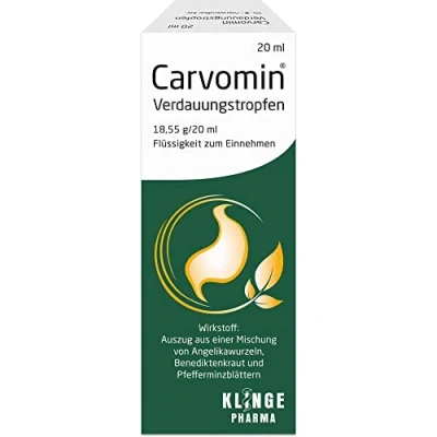 Abbildung von Carvomin pflanzliche Verdauungstropfen bei Magen Darm Beschwerden, Blähungen, Völlegefühl &amp; Magenkrämpfen mit natürlichen Bitterstoffen und ohne Schöllkraut 20 ml