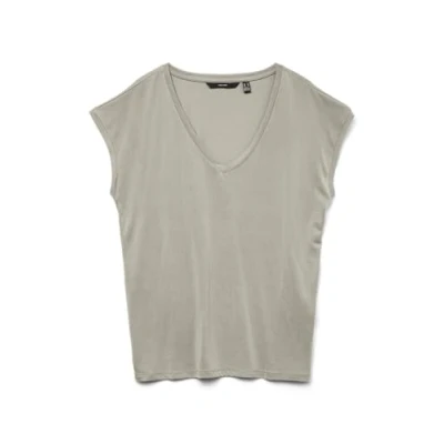 Abbildung von VERO MODA Damen Vmfilli Ss V neck Tee Ga Noos T Shirt, Silver Lining, L