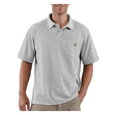 Abbildung von Carhartt, Herren, Weites, mittelschweres, kurzärmliges Polohemd mit Tasche, Grau meliert, L
