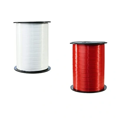 Abbildung von Clairefontaine 601701AMZC Set mit 2 Spulen aus Schleife, glatt, 500 x 0,7 cm, ideal für Geschenkverpackung, Basteln und Hausdeko, 1 Set, Rot/Weiß