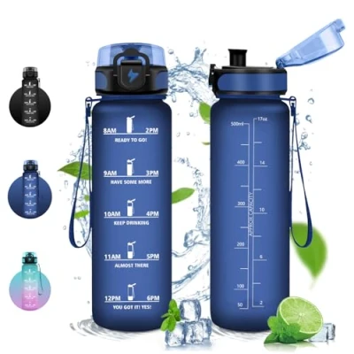Abbildung von Vikaster Trinkflasche Sport, 0.5l BPA frei Tritan Auslaufsicher Kunststoff Wasserflasche, Kohlensäure Geeignet, Sportflasche für Fahrrad, Kinder, Schule, Yoga, Fitness