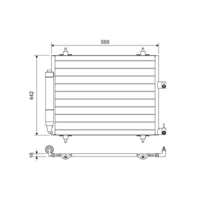 Abbildung von VALEO 817579 Klimakondensator mit Trockner Aluminium 442 R 134a PEUGEOT: 807, Expert II Van, Tepee, CITROËN: C8, Dispatch Van
