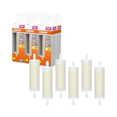 Abbildung von Osram LED Line Lampe mit Filament, klarer Leuchtkörper aus Kunststoff, 20 W, R7s Retrofit Sockel, EEK D, 3000 lm, K warmweißes Licht für die Allgemeinbeleuchtung, 6 Pack