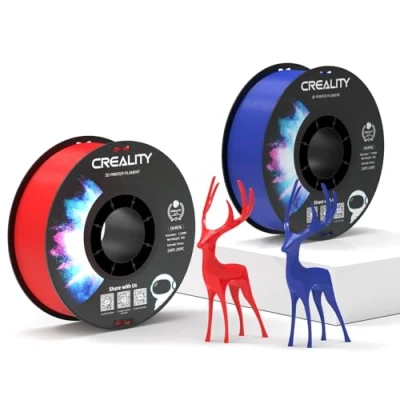 Abbildung von Creality Official PETG Filament Rot+Blau, 3D Drucker 1.75mm 2Kg, No Tangling, starke Bindung und Überhang Leistung Maßgenauigkeit +/ 0.03mm
