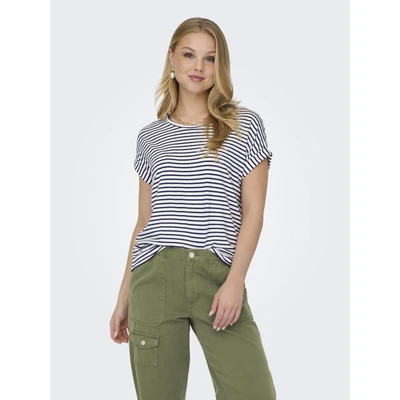 Abbildung von ONLY Onlmoster Stripe O NECK Tshirt print, Damen, Größe: XL, Cloud dancer stripes/naval academy