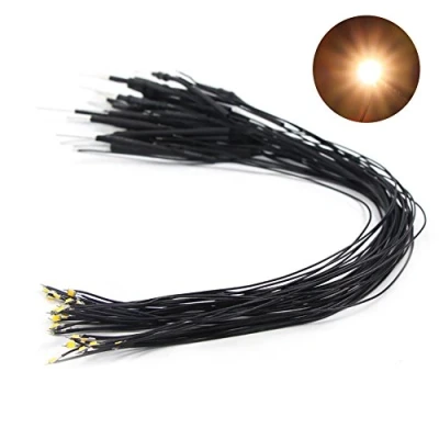 Abbildung von Evemodel 20 Stück Bauform 0805 SMD LED Lampe Beleuchtng Leuchtdioden Mikro Litz mit Kabel 20cm for 12V (warm weiß)