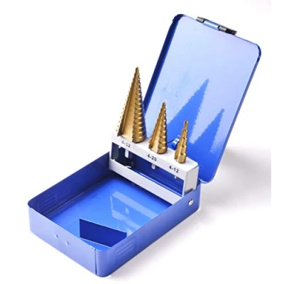 Abbildung von ITS Profitools︱HSS Stufenbohrer Set 3 tlg. Schälbohrer Titanbeschichtet TIN︱4 12mm︱4 20mm︱4 32mm︱Schälbohrersatz Kegelbohrer titannitriert
