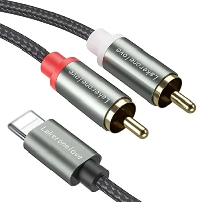 Abbildung von Lightning auf Cinch Kabel, RCA iOS adapter 2RCA Audio Kabel Chinch kompatibel mit iPhone Pad Pod für Heimkino, Stereoanlage, Lautsprecher, TV usw.(2M)