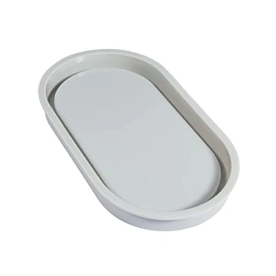 Abbildung von Rayher Silikon Gießform Untersetzer oval, 17,8 x 9,5 cm, Höhe 1,6 zum Ausgießen mit Kreativ Beton, Art Resin Gießharz, Raysin Gießpulver, 36126000, Grau