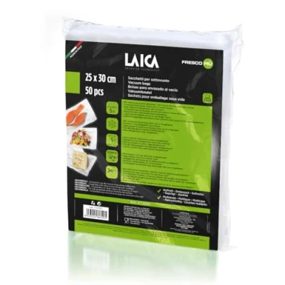 Abbildung von Laica VT3510 Confezione da 50 Sacchetti Sottovuoto per Alimenti formato 25 x 30 cm Vakuumbeutel, Kunststoff, Nan