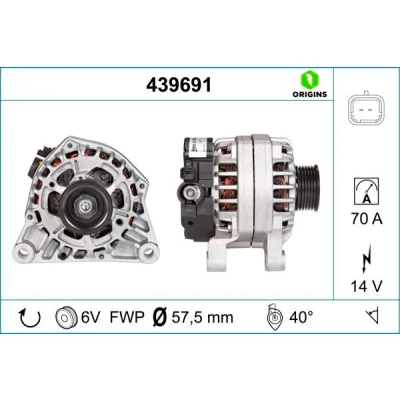 Abbildung von VALEO 439691 Lichtmaschine 14V 70A PEUGEOT: 206 SW, Hatchback, CITROËN: Berlingo / First I Van, Xsara Picasso