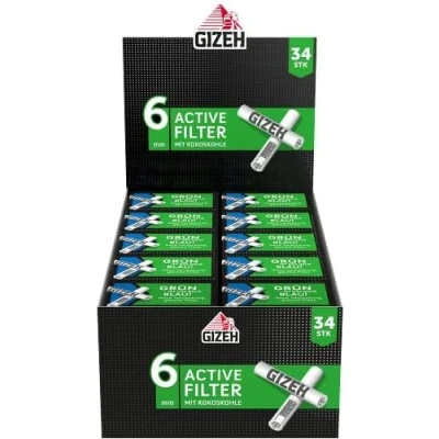 Abbildung von Gizeh Raucherbedarf GmbH 20225 Black Active 6mm 10 Boxen a 34 Filter, Papier