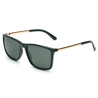 Abbildung von JIM HALO Polarisierte Fahren Sonnenbrille Retro Quadratische UV Schutz Klassische Männer (Dunkelgrün oder Polarisiert Grün)