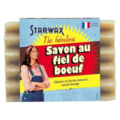 Abbildung von STARWAX THE FABULOUS Gallseife Beseitigt hartnäckige Flecken vor dem Waschen Festes Format 99% biologisch abbaubar Ohne Farbstoffe Französische Herstellung Einfache Anwendung 100 g