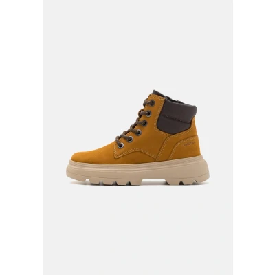 Abbildung von Geox Kiddartah BOY Schnürstiefelette für Kinder, Größe: 31, Dark yellow/brown Schuhe