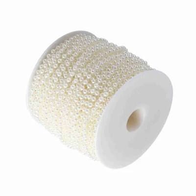 Abbildung von Künstliche Perlen Perlenschnur Kunstperle Perlengirland für Armband Vorhang Hochzeit Weihnachten Dekor Beige Weiß 40m/Rolle 4mm(Beige)