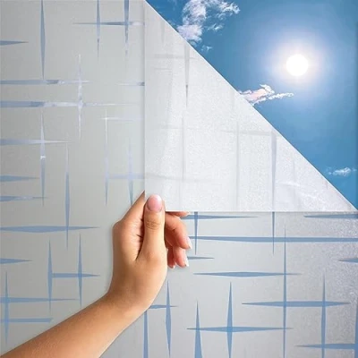 Abbildung von MARAPON® Milchglas Fensterfolie mit Sternenmuster [44.5x200 cm] inkl eBook Profitipps Statische Haftung selbsthaftend Blickdicht Sichtschutzfolie Fenster Sichtschutz Bad