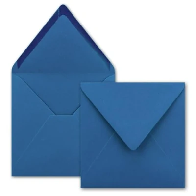Abbildung von 25x Quadratische Briefumschläge in Royalblau (Blau) 15,5 x cm ohne Fenster, mit Nassklebung 110 g/m² Für Einladungskarten zu Hochzeit, Geburtstag und mehr Serie FarbenFroh