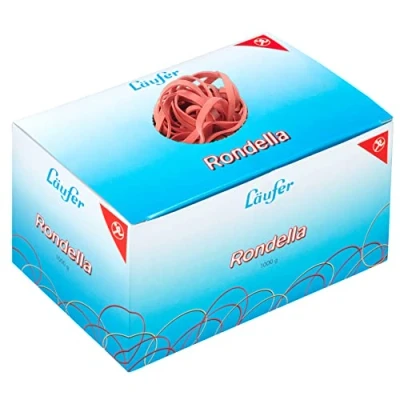 Abbildung von Läufer 51641 Rondella Gummibänder 150 x 4 mm, Durchmesser 100 mm breite Gummiringe, 1 kg Schachtel, rot