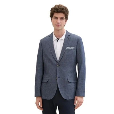 Abbildung von TOM TAILOR Herren Casual Sakko mit Reverskragen, blue melange structure, 54