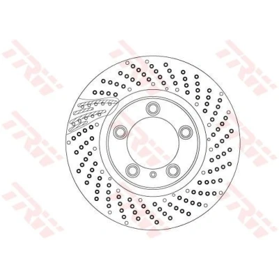 Abbildung von TRW DF6541S Bremsscheibe 330 28 5 130 gelocht/innenbel. lackiert hochgekohlt PORSCHE: 911 Coupe, Convertible, Boxster