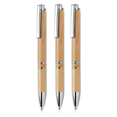 Abbildung von noTrash2003 Premium Kugelschreiber Sets versch. Mengen, aus hochwertiges Bambus Holz, perfekt für den Büroalltag als stylisches Schreibgerät, blauschreibende Mine (3er)