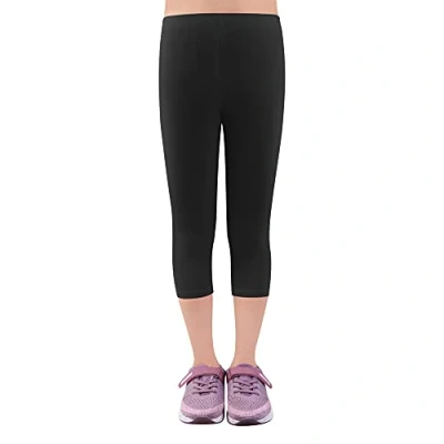 Abbildung von L&amp;K II Kinder Mädchen Leggings 3/4 Hose Capri aus Baumwolle Schulkleidung 158 164 2723 Schwarz