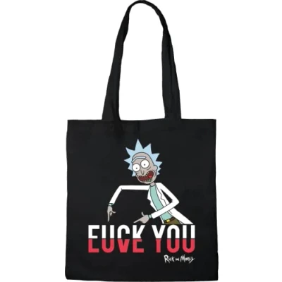 Abbildung von cotton division Tote Bag Rick and MorTY FUCK YOU, Referenz: BWRIMODBB002, Schwarz, 38 x 40 cm