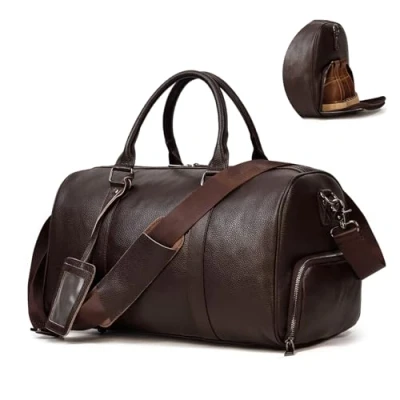 Abbildung von Luufan Unisex Leder Reisetasche Vintage (Brown)
