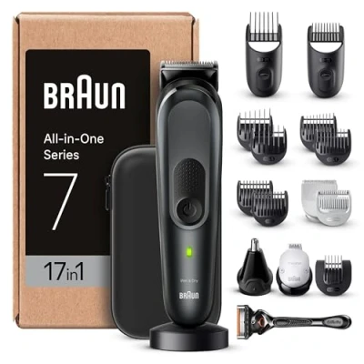 Abbildung von Braun All in One Bartpflege Bodygroomer Set, 17 1 Barttrimmer/Bartschneider, Trimmer/Haarschneider Herren, Haarschneidemaschine, 100 Min. kabellose Laufzeit, MGK7491