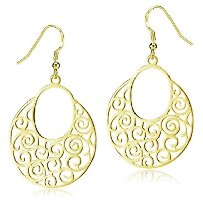 Abbildung von MATERIA Große Ohrhänger Gold Ornamente 925 Sterling Silber Ohrringe hängend rund orientalisch vergoldet SO 60