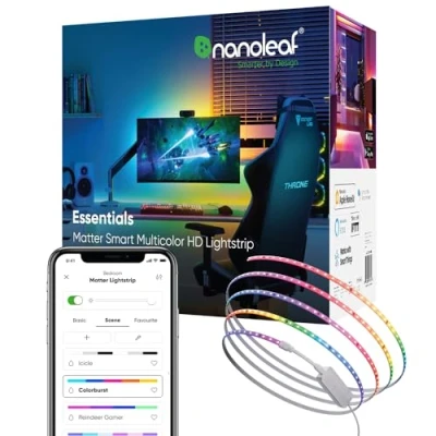 Abbildung von Nanoleaf Matter Essentials HD Lightstrip, 5M Adressierbar RGBIC LED Strip Smart, über WLAN, Bluetooth, 16 Mio. Farben Streifen, Funktioniert mit Alexa Google Apple, Deko und Gaming