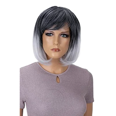 Abbildung von CAISHA Perücke Bob Kurzhaar Cosplay Theater Show Hitzebeständig Synthetik Glatt Grau Mix SH032o