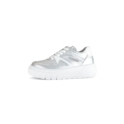 Abbildung von Gabor Damen Low Top Sneaker, Frauen Halbschuhe,Best Fitting,Sportschuhe,Freizeitschuhe,Turnschuhe,Laufschuhe,Silber/Argento/Weiss,38 EU / 5 UK