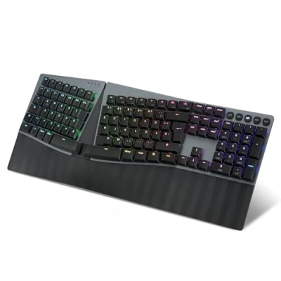 Abbildung von Perixx PERIBOARD 835RD Kabellose Ergonomische Mechanische Tastatur RGB Beleuchtung Flache Rote Linearschalter Multi Verbindungen Kompatibel mit Windows &amp; Mac OS QWERTZ Layout