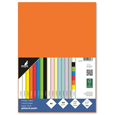 Abbildung von kangaro Tonpapier Orange DIN A4 120g/m² FSC mix 100 pack Briefpapier Bastelpapier DIY K 0043F055 29.7x21x1.5