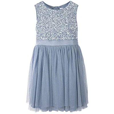 Abbildung von Maya Deluxe Mädchen^Mädchen Paillettenverziertes Hochzeit und Geburtstag Festlich mit Bandschleife Brautjungfernkleid Kleid, Blue, 9 Years