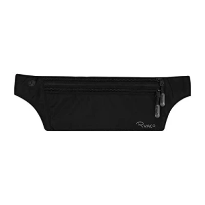 Abbildung von Ryaco Flache Bauchtasche Hüfttasche mit RFID Blocker für Damen und Herren, Reise Versteckbarer Geldgürtel Money Belt zum Sport Reisen Fitness oder Joggen Geld, Karten, Pass, IDs Schwarz