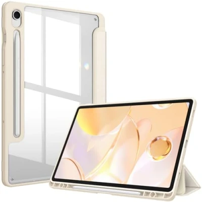 Abbildung von Fintie Hybrid Hülle für Samsung Galaxy Tab S9 FE 10.9 Zoll/Tab 11 Zoll 2023 Tablet mit Stifthalter Stoßfeste Schutzhülle transparenter Hartschale auf der Rückseite, Starlight