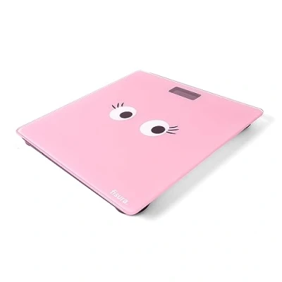 Abbildung von Fisura Digitale Personenwaage &quot;rosa Augen&quot;. Glas Badewaage. Elektronische bis zu 180 kg und 50 g Genauigkeit, Step On Technologie. 30 x cm
