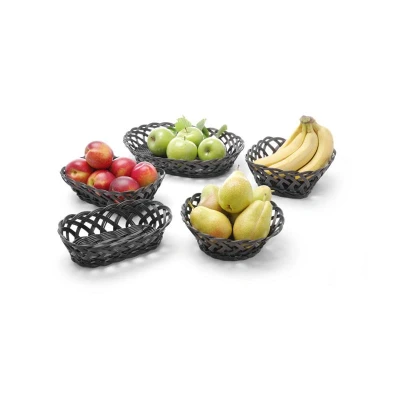 Abbildung von HENDI Brotkorb grau 19 x 8 cm Gastro Flechtkorb PP Kunststoff eckig, Brötchenkorb geflochten
