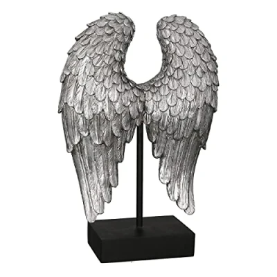 Abbildung von Casablanca Deko Skulptur Figur „Wing Engel Flügel Weihnachten aus Poly Farbe: Silber Höhe 30 cm